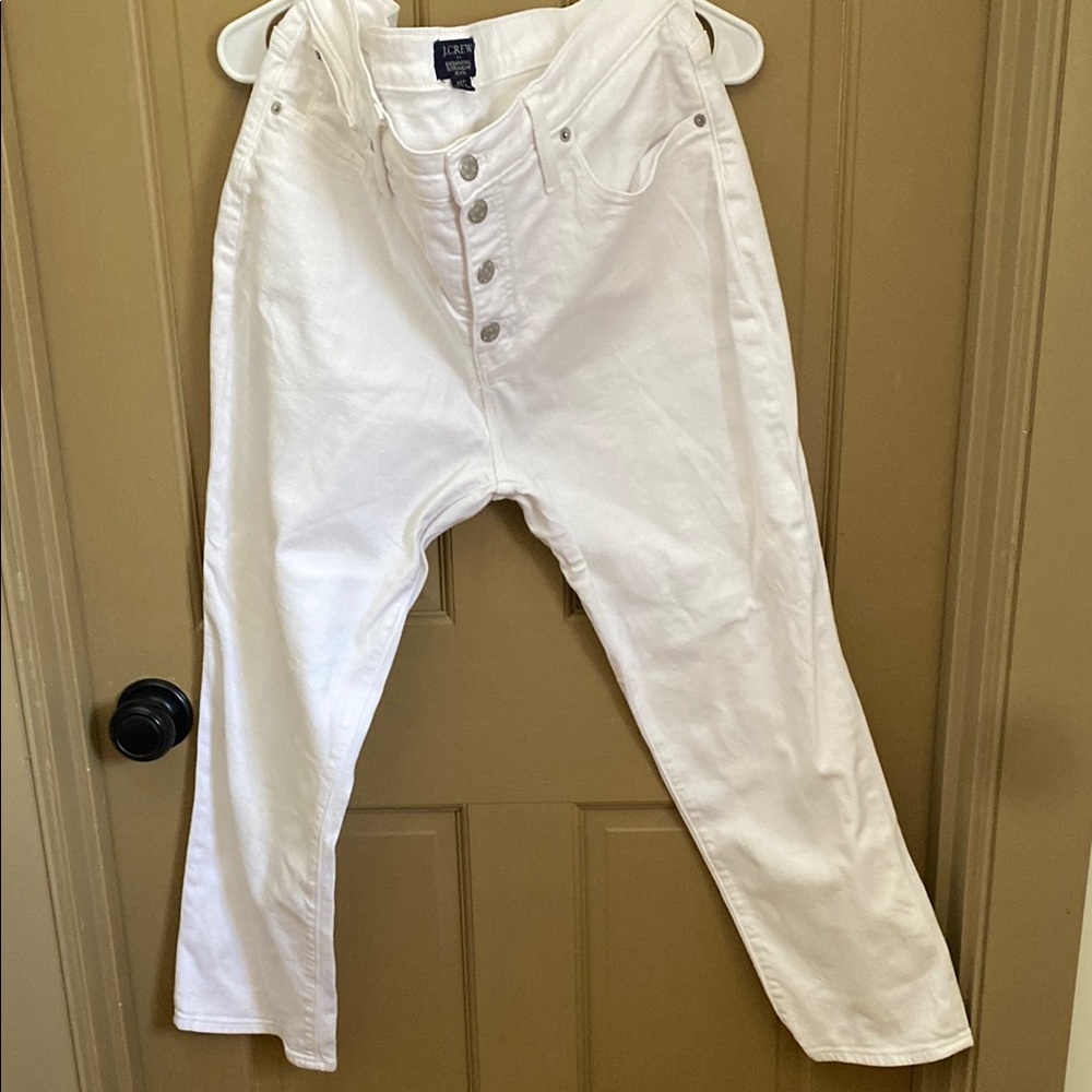 J crew essential straight white jeans 32 p petite